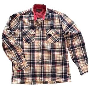 Vtg Woodland‎ Mens 100% virgin Acrylic Flannel Plaid Long Sleeve Shirt Size M